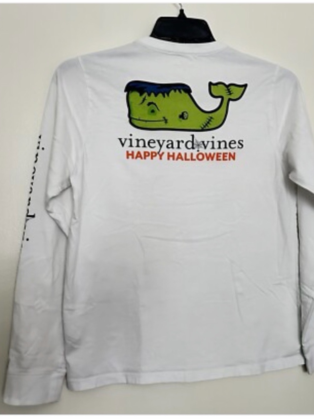 Vineyard Vines White Long Sleeve Halloween Whale Tee